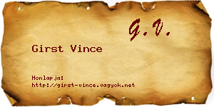 Girst Vince névjegykártya